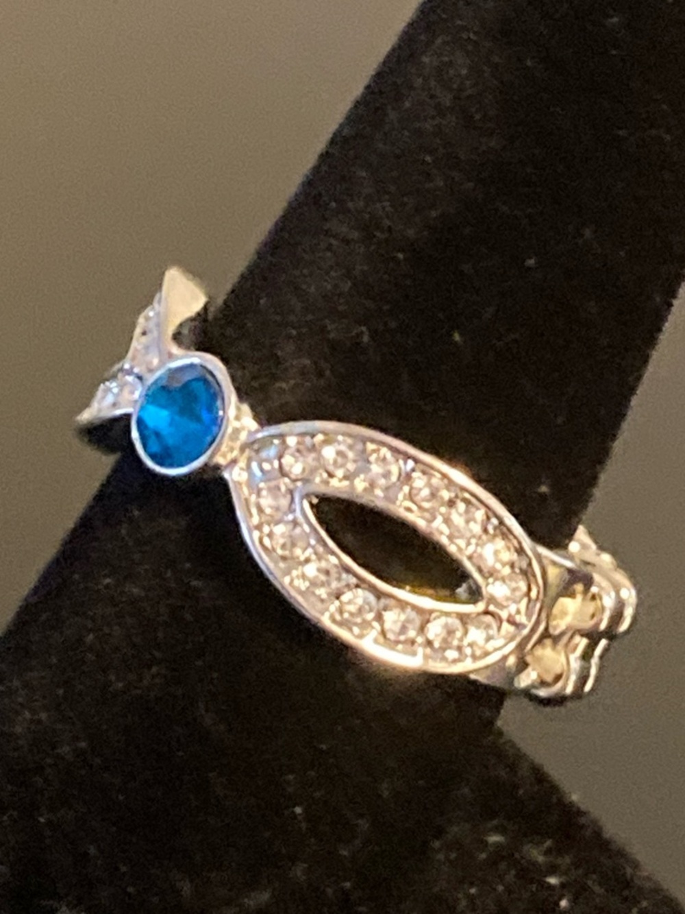 paparazzi Silver-Tone Blue Crystal Infinity Ring